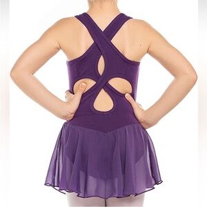 NEW Arshiner Kids Sleeveless Tank Top Girls Purple Skirted Ballet Leotard